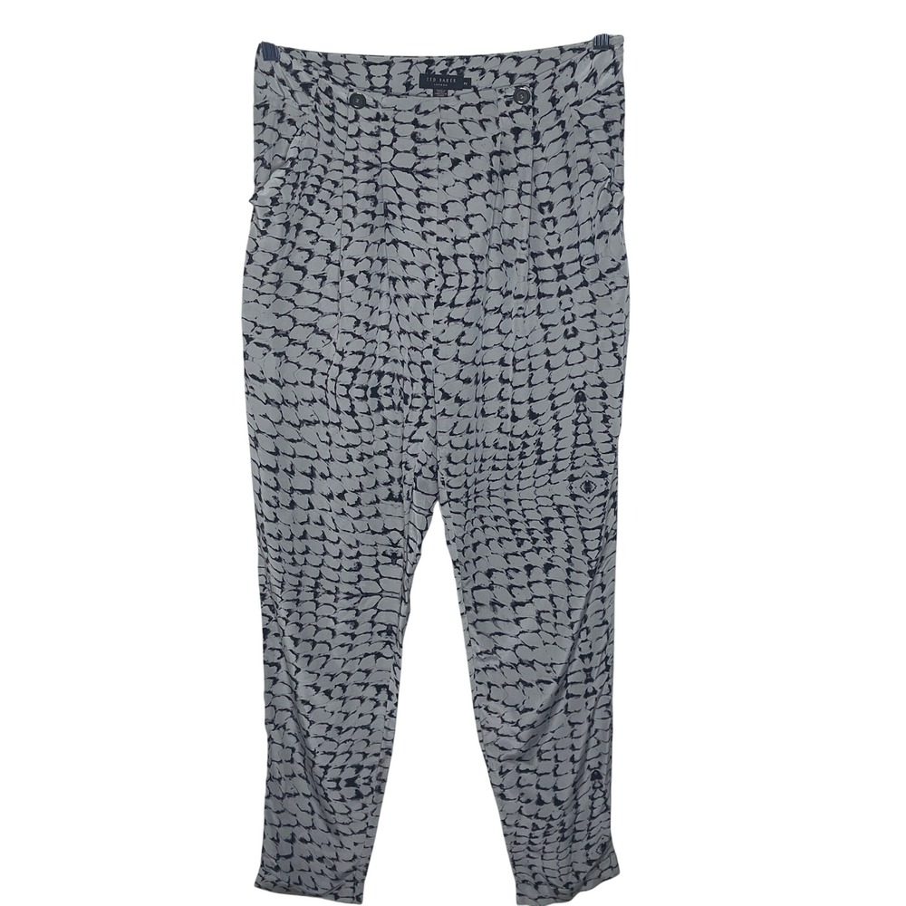 Ted Baker London Women's Silk Snake Print Pleated Trousers Size 2